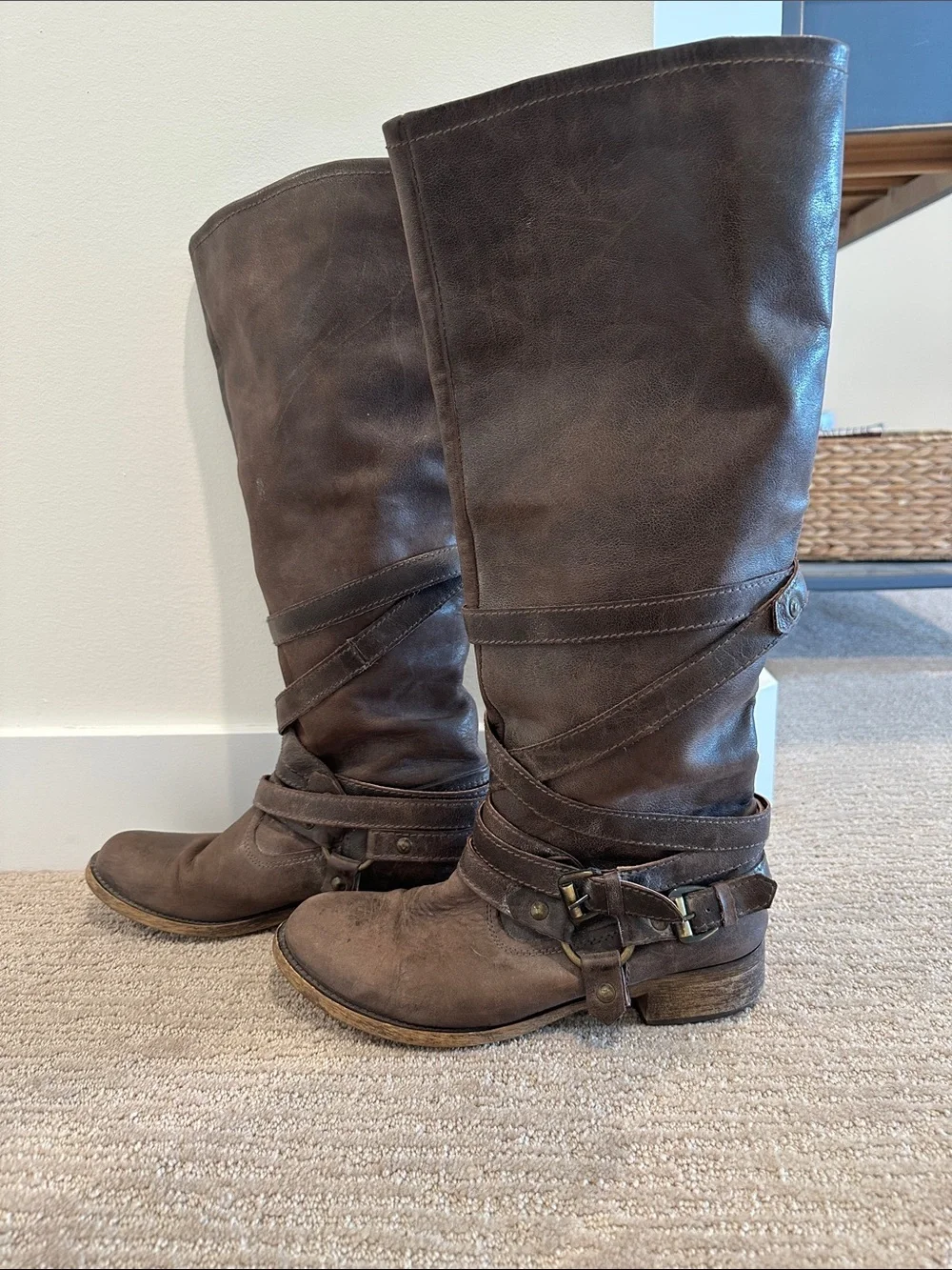 Women's Brown Tall Leather Riding Boots